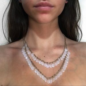 Gold and pale pink 2 layer necklace
